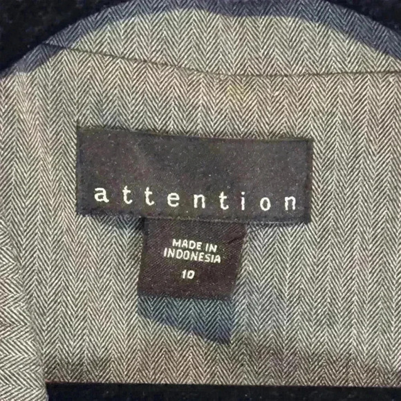 Attention Women's Gray Blazer Size 10 One-Button Notch Lapel - Picture 3 of 3